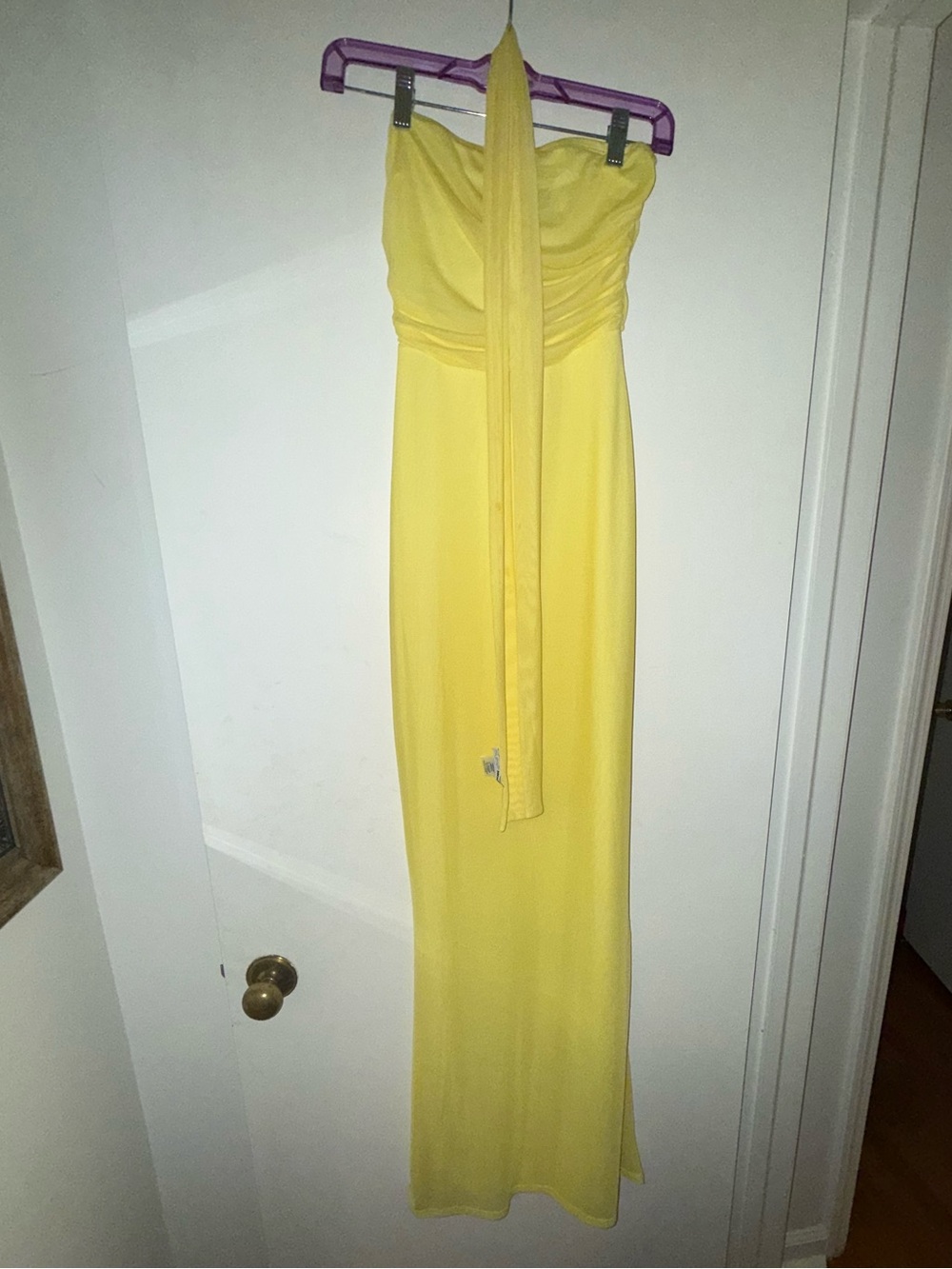 Fashion Nova Yellow Strapless  Evening Gown